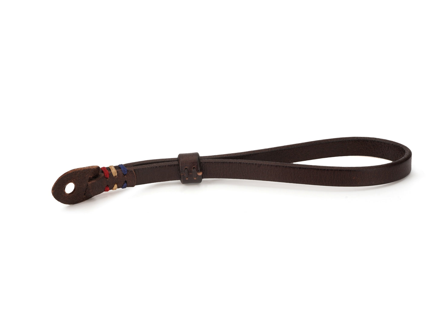 Cowhide Leather Camera Wrist Strap with Colored Thread