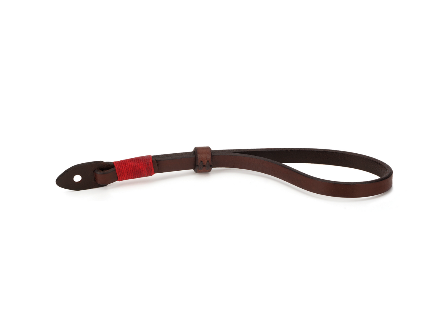 Cowhide Camera Wrist Strap with Red Accent