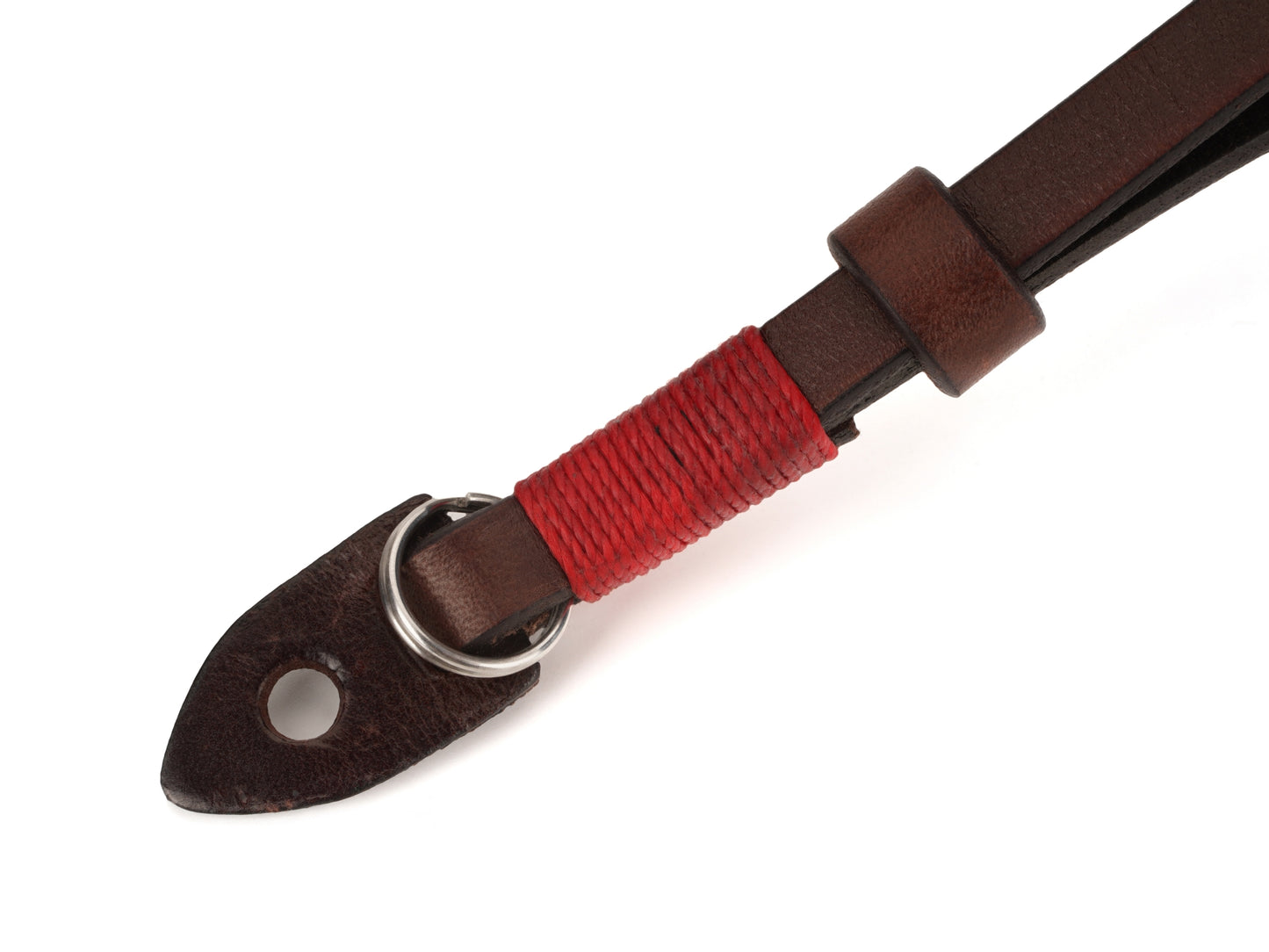 Cowhide Camera Wrist Strap with Red Accent