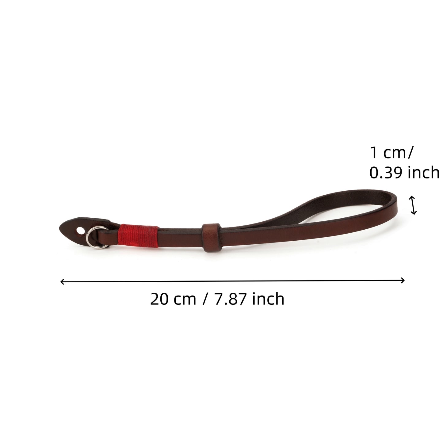 Cowhide Camera Wrist Strap with Red Accent