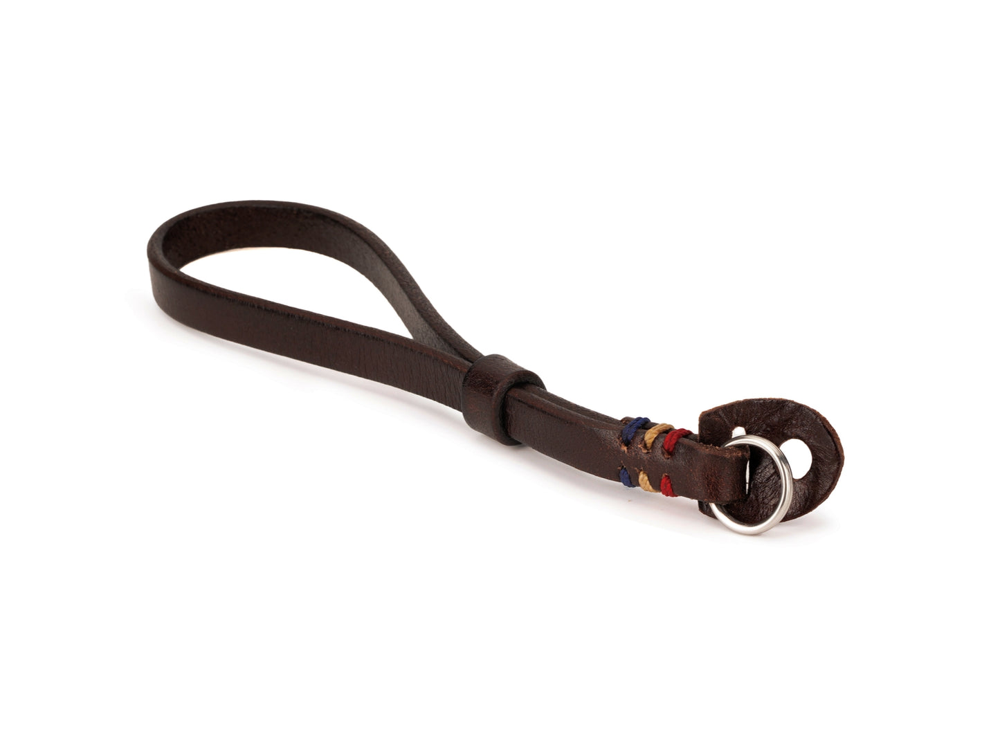 Cowhide Leather Camera Wrist Strap with Colored Thread
