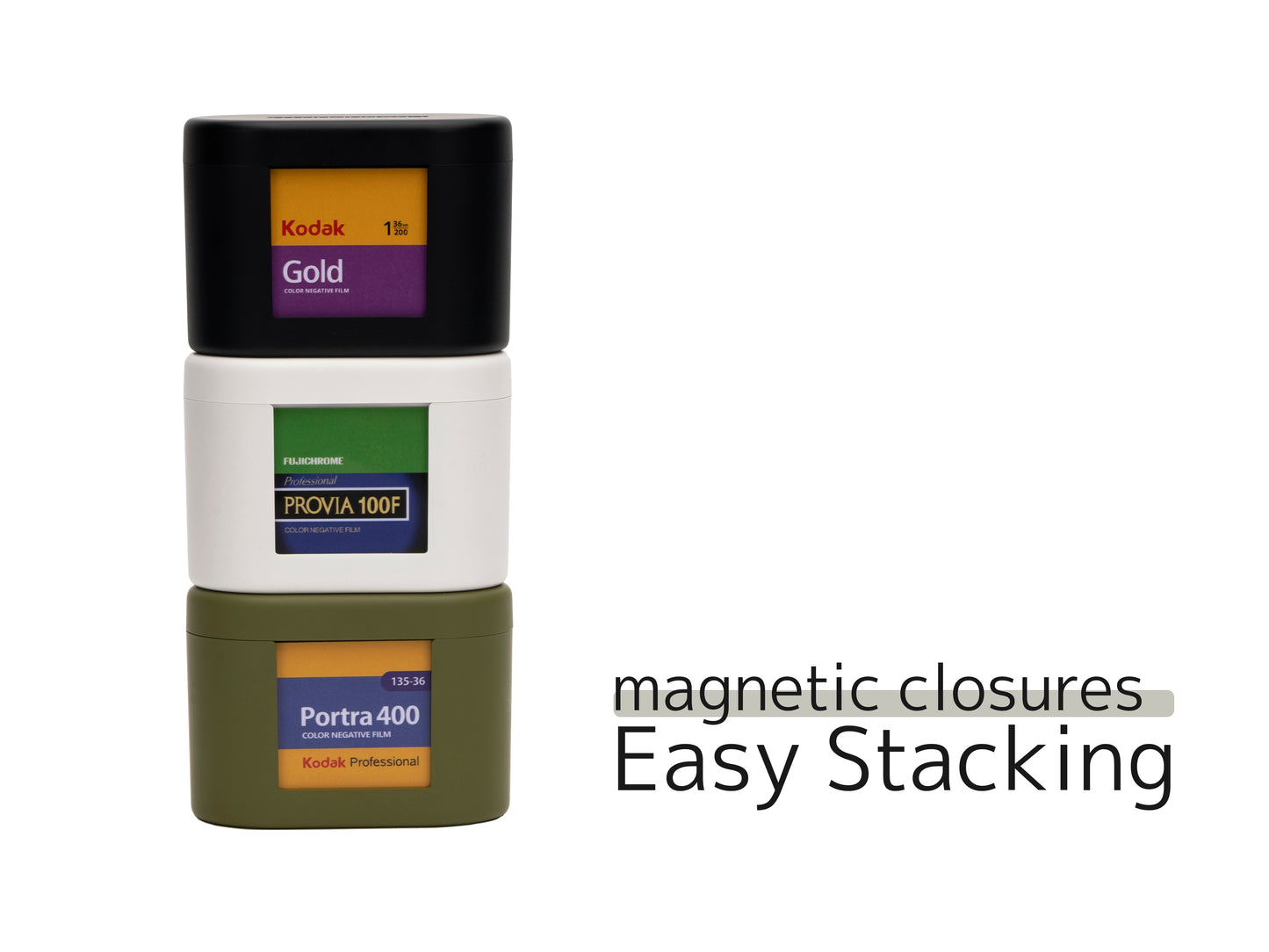 135 Film Storage Box with Double-Sided Film Label Holder, Magnetic Stackable