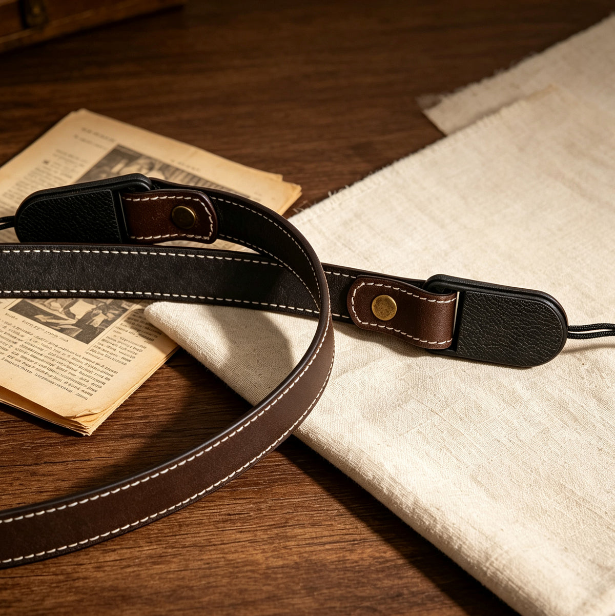 White frog Waxed Vegetable-Tanned Cowhide Leather Camera Strap