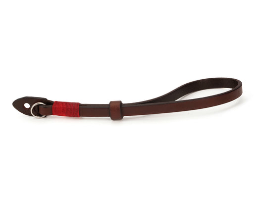 Cowhide Camera Wrist Strap with Red Accent