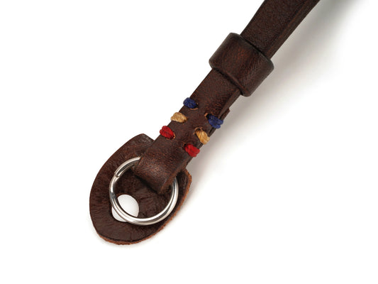 Cowhide Leather Camera Wrist Strap with Colored Thread