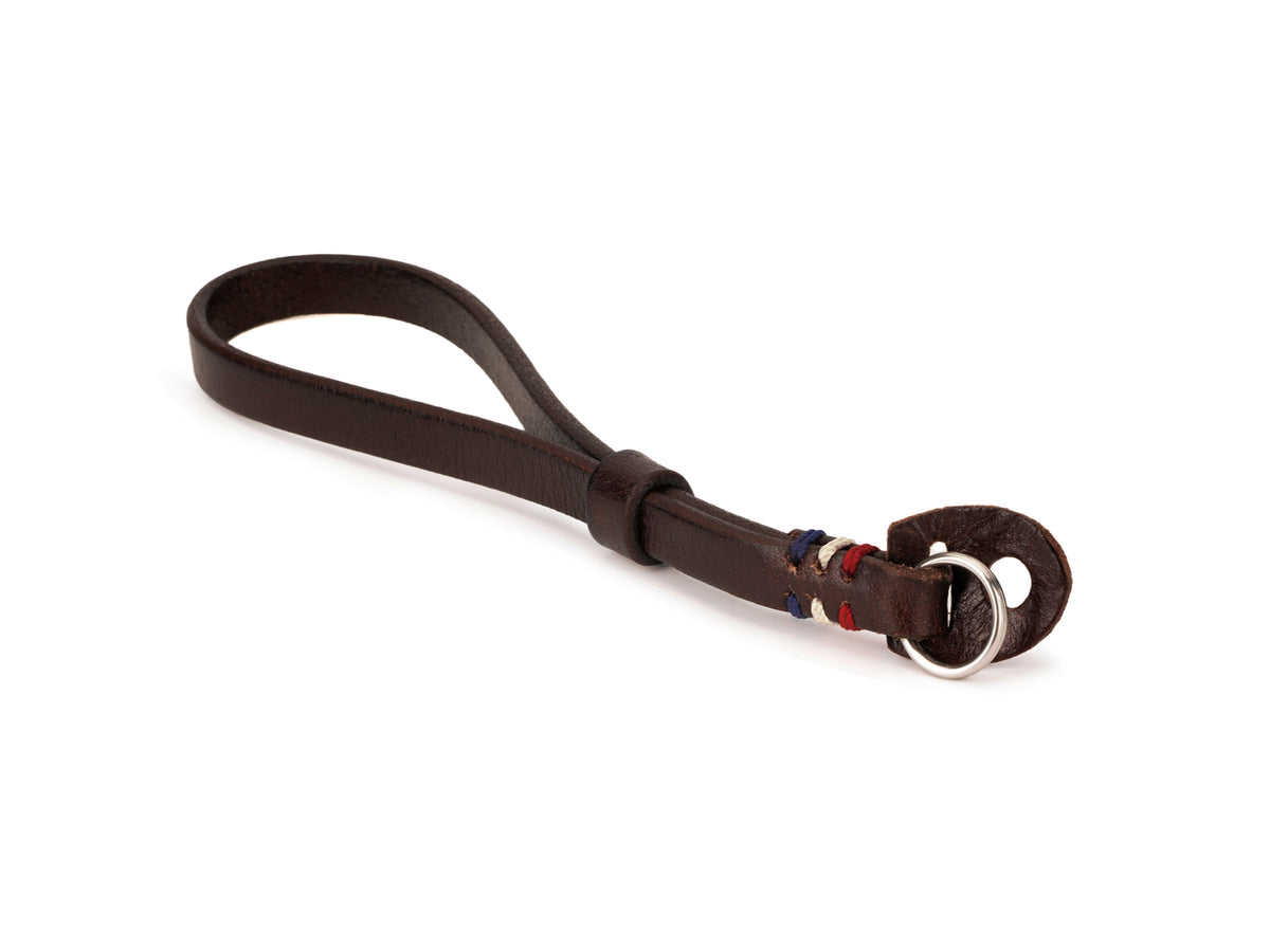 Cowhide Leather Camera Wrist Strap with Colored Thread