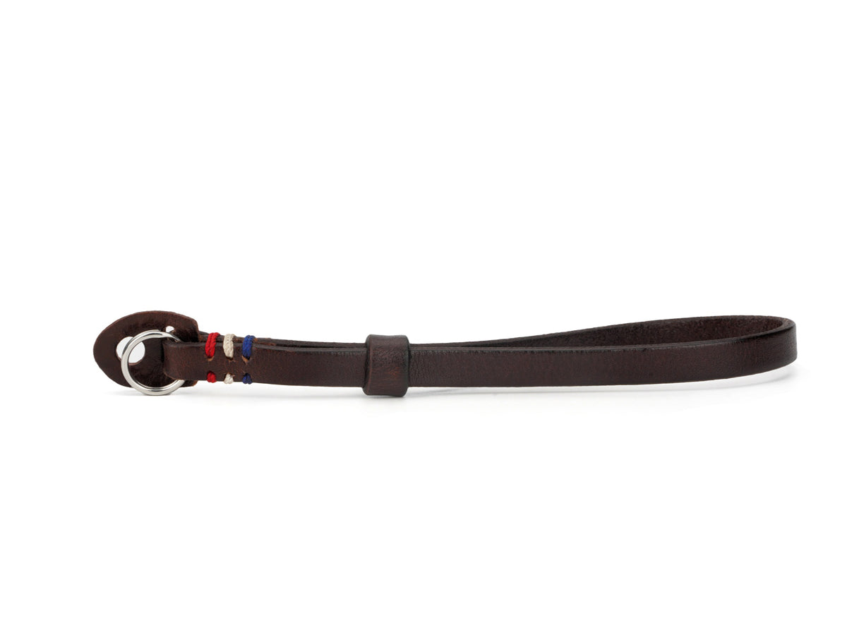 Cowhide Leather Camera Wrist Strap with Colored Thread